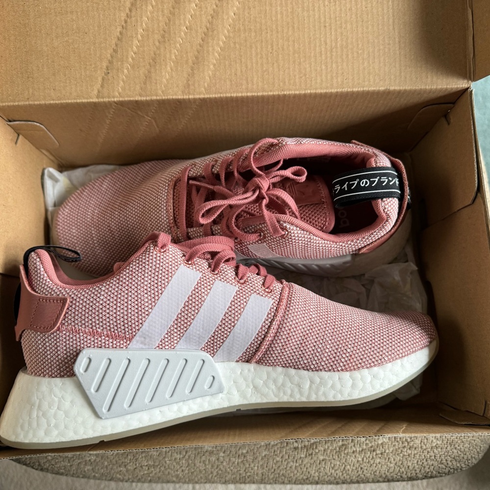 Adidas NMD_R1’s - pink colour, knit fabric. Size 10, women’s.